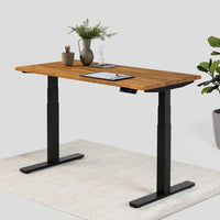 Mesa com Regulagem de Altura GenioDesk ART - Tampo em madeira Teca